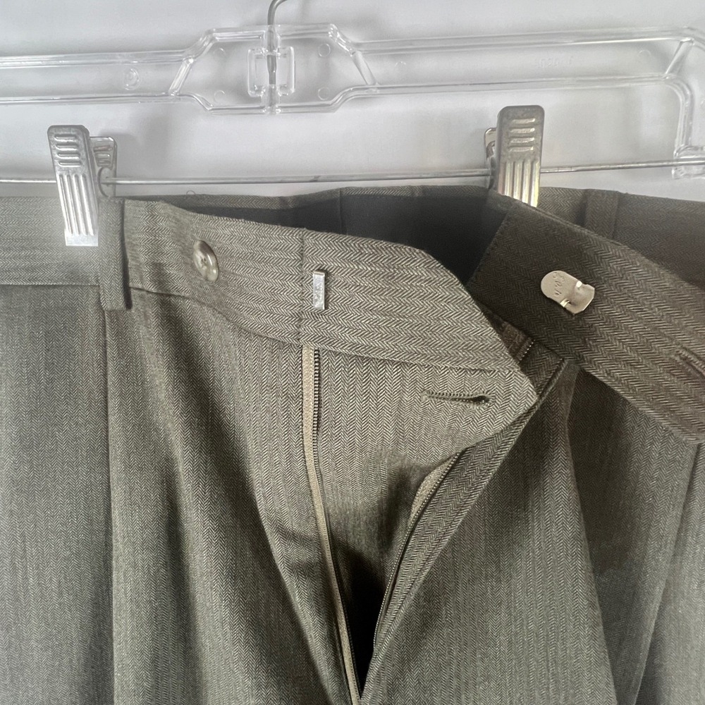 Jos A Bank Executive Collection Men Pleated Cuffed Dress Pants Olive Brown 35x29 - Picture 10 of 11